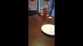 Busted ! Little girl sharing spaghetti Lady & the Tramp style