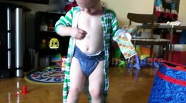 Toddler Puts Stickers On Belly