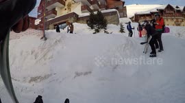 Walking off the ski slope FAIL