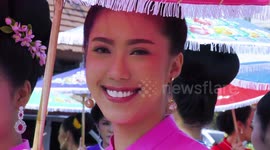 Tourists attend Thailand's colourful umbrella festival