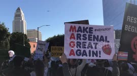 'Wenger Out' sign spotted at Los Angeles 2018 Women’s March