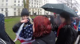 Pro Trump Supporter Annoys Protestors At The Times Up Rally