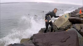 Jetty Surfing - Big Surf in San Diego 2018