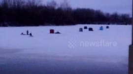 Ice Fishing on the Saginaw River in Saginaw MI 1-1-18