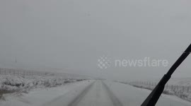 Snow and ice make road conditions treacherous in the Peak District