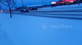 Road Conditions after a Snow Storm in Saginaw Township in Saginaw County Michigan 1-12-18