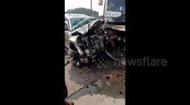SUV crashes head-on into coach in China