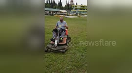 Newsflare Edit - Lawnmower fail crazy flip funny
