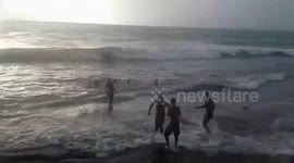 Rescue done by residents after helicopter crash in the sea