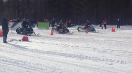 Snowmobile Drag Race in Empire, Northern Michigan, USA