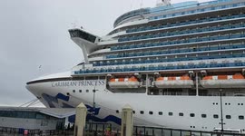 Caribbean Princess on a very rainy day in Liverpool