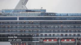 Coral Princess departing Fort Lauderdale (in Heavy Rain) on 4/17/14
