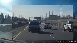 Truck Tire Blowout On Highway - QEW Mississauga