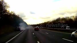 Land Rover catches fire on the M3 near Basingstoke