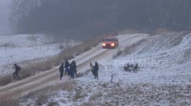 Rally car narrowly avoids spectators who think race is over