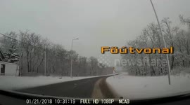 Slippery snow road, almost an accident