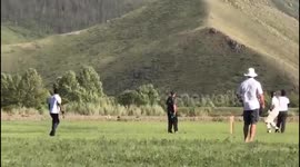 Mongolian cricketer falls into embankment trying to stop a four