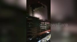 Video shows dramatic moment scaffolding collapses in huge storm