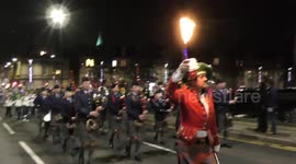 Perth Riverside Light Nights illuminations Parade over river Tay, Scotland