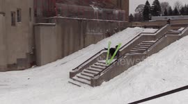 Butt slide skier crash