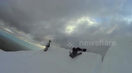 When the beautiful sunset snowboard session goes wrong