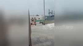 Newsflare Edit - Boat crashes into harbour in Indonesia
