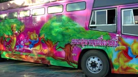 Colourful mobile toilets truck