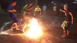Indonesian fire football is spectacular (but don't try it at home)