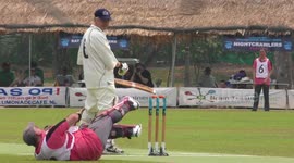 Legless at Chiang Mai International Cricket Sixes,Thailand as a player falls