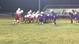 Big hit! Epic football tackle on running back who chooses wrong hole