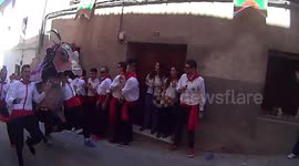 Crazy Horses Racing  in street of Spain