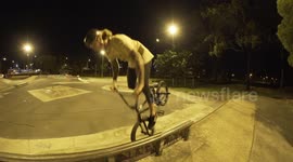 Australian BMX rider slams face on rail