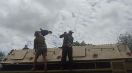 Ranger gets headbutted by giraffe