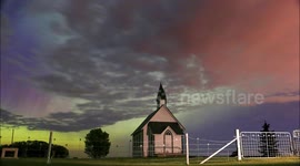 Stunning view of dancing northern lights over Saskatchewan, Canada