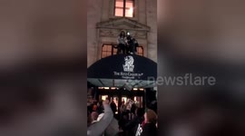 Celebrating Philadelphia fans jump off Ritz-Carlton Hotel canopy