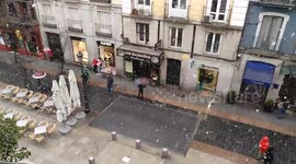 Snow storm in capital of Spain