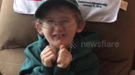 Boy with rare condition who met Eagles reacts to team's Super Bowl win