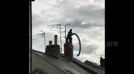 How not to put a chimney lining down a chimney