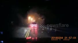 Flying boulders nearly strike cars during Taiwan quake