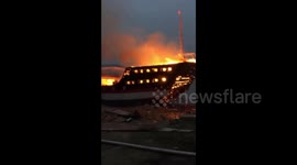 £1 million antique wooden ship burns down in flames