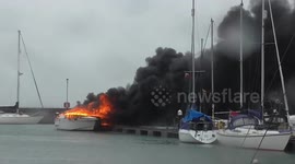 boat fire in ryde harbour  isle of wight