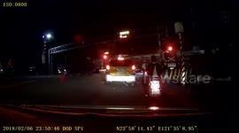 Dash-cam video shows motorist falling off bike during Taiwan quake