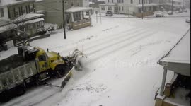 State plow trucks during snow storm