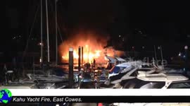 Bonfire Night Super Yacht fire East Cowes, Isle of Wight.
