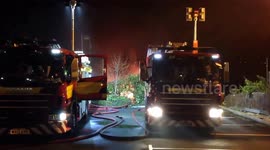 Fire Fighters East Cowes Marina, Bonfire Night Yacht Fire.