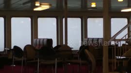 Extreme ferry roll in rough sea
