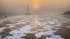 Worshippers bathe in highly polluted waters in northern India