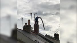 How not to put a chimney lining down a chimney