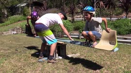 Nutty professor makes fun chair ride for his kids from mobility scooter