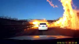 Dramatic moment a gas tanker explodes in northern China